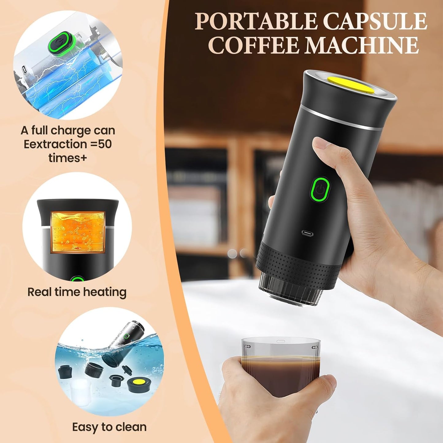 Portesso cafetera espresso portátil - Fácil de usar y limpiar